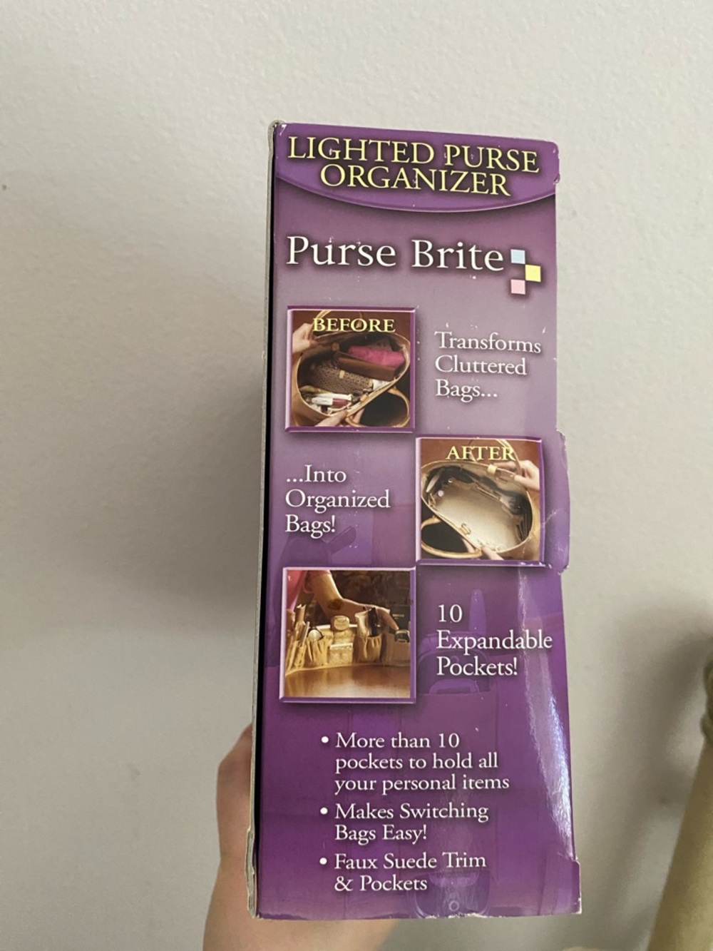As Seen On TV Purse Brite Lighted Purse Organizer - Purple and Tan - Picture 4 of 8